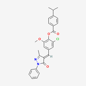 [2-chloro-6-methoxy-4-[(E)-(3-methyl-5-oxo-1-phenylpyrazol-4-ylidene)methyl]phenyl] 4-propan-2-ylbenzoate