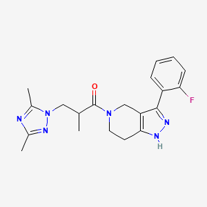 5-[3-(3,5-dimethyl-1H-1,2,4-triazol-1-yl)-2-methylpropanoyl]-3-(2-fluorophenyl)-4,5,6,7-tetrahydro-1H-pyrazolo[4,3-c]pyridine