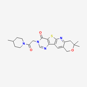 5,5-dimethyl-14-[2-(4-methylpiperidin-1-yl)-2-oxoethyl]-6-oxa-17-thia-2,12,14-triazatetracyclo[8.7.0.03,8.011,16]heptadeca-1,3(8),9,11(16),12-pentaen-15-one