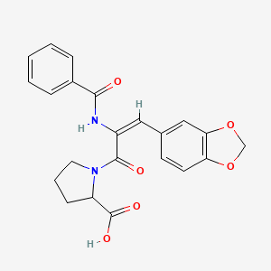 1-[(E)-2-benzamido-3-(1,3-benzodioxol-5-yl)prop-2-enoyl]pyrrolidine-2-carboxylic acid