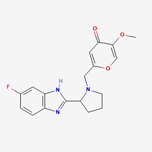 2-{[2-(5-fluoro-1H-benzimidazol-2-yl)-1-pyrrolidinyl]methyl}-5-methoxy-4H-pyran-4-one