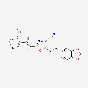 5-[(1,3-benzodioxol-5-ylmethyl)amino]-2-[2-(2-methoxyphenyl)vinyl]-1,3-oxazole-4-carbonitrile