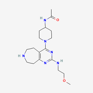 molecular formula C18H30N6O2 B5357501 N-(1-{2-[(2-methoxyethyl)amino]-6,7,8,9-tetrahydro-5H-pyrimido[4,5-d]azepin-4-yl}piperidin-4-yl)acetamide 