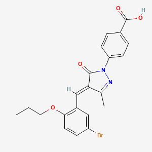 molecular formula C21H19BrN2O4 B5357504 4-[4-(5-bromo-2-propoxybenzylidene)-3-methyl-5-oxo-4,5-dihydro-1H-pyrazol-1-yl]benzoic acid 