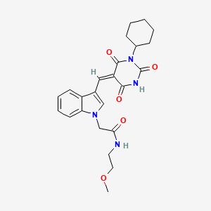 2-{3-[(1-cyclohexyl-2,4,6-trioxotetrahydro-5(2H)-pyrimidinylidene)methyl]-1H-indol-1-yl}-N-(2-methoxyethyl)acetamide