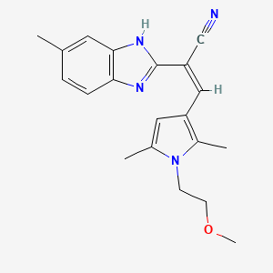 (Z)-3-[1-(2-methoxyethyl)-2,5-dimethylpyrrol-3-yl]-2-(6-methyl-1H-benzimidazol-2-yl)prop-2-enenitrile