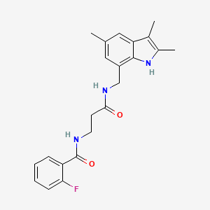 2-fluoro-N-(3-oxo-3-{[(2,3,5-trimethyl-1H-indol-7-yl)methyl]amino}propyl)benzamide