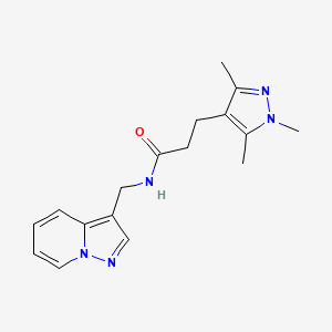 N-(pyrazolo[1,5-a]pyridin-3-ylmethyl)-3-(1,3,5-trimethyl-1H-pyrazol-4-yl)propanamide