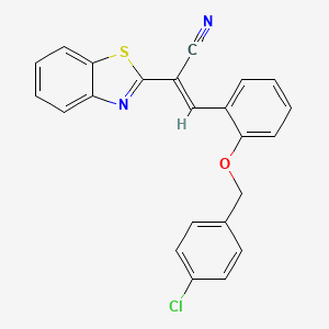 (E)-2-(1,3-benzothiazol-2-yl)-3-[2-[(4-chlorophenyl)methoxy]phenyl]prop-2-enenitrile