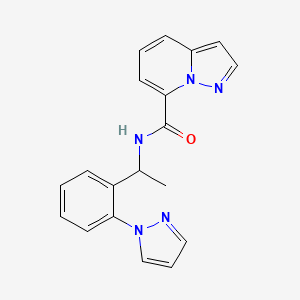 N-{1-[2-(1H-pyrazol-1-yl)phenyl]ethyl}pyrazolo[1,5-a]pyridine-7-carboxamide