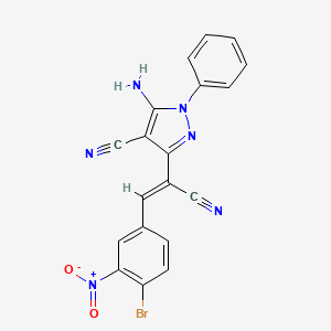 molecular formula C19H11BrN6O2 B5358186 5-amino-3-[2-(4-bromo-3-nitrophenyl)-1-cyanovinyl]-1-phenyl-1H-pyrazole-4-carbonitrile 