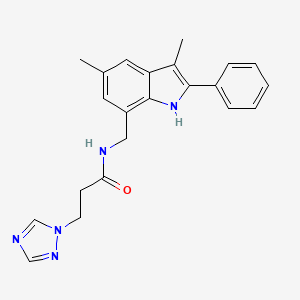 N-[(3,5-dimethyl-2-phenyl-1H-indol-7-yl)methyl]-3-(1H-1,2,4-triazol-1-yl)propanamide