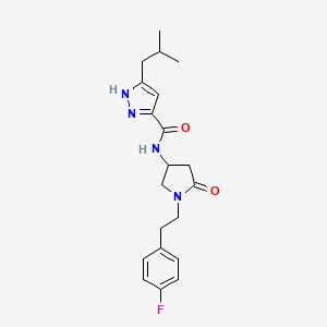 N-[1-[2-(4-fluorophenyl)ethyl]-5-oxopyrrolidin-3-yl]-5-(2-methylpropyl)-1H-pyrazole-3-carboxamide