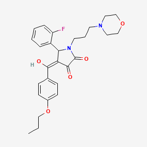 molecular formula C27H31FN2O5 B5358508 5-(2-fluorophenyl)-3-hydroxy-1-[3-(4-morpholinyl)propyl]-4-(4-propoxybenzoyl)-1,5-dihydro-2H-pyrrol-2-one 