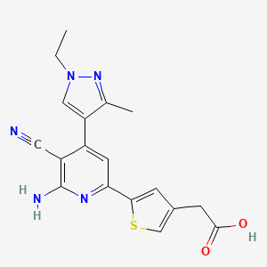 {5-[6-amino-5-cyano-4-(1-ethyl-3-methyl-1H-pyrazol-4-yl)pyridin-2-yl]-3-thienyl}acetic acid