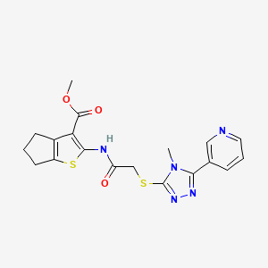 molecular formula C19H19N5O3S2 B5359006 methyl 2-[({[4-methyl-5-(3-pyridinyl)-4H-1,2,4-triazol-3-yl]thio}acetyl)amino]-5,6-dihydro-4H-cyclopenta[b]thiophene-3-carboxylate 