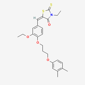 (5E)-5-[[4-[3-(3,4-dimethylphenoxy)propoxy]-3-ethoxyphenyl]methylidene]-3-ethyl-2-sulfanylidene-1,3-thiazolidin-4-one