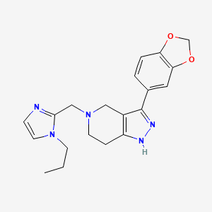 molecular formula C20H23N5O2 B5360094 3-(1,3-benzodioxol-5-yl)-5-[(1-propyl-1H-imidazol-2-yl)methyl]-4,5,6,7-tetrahydro-1H-pyrazolo[4,3-c]pyridine 