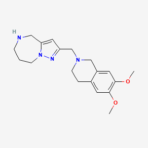 molecular formula C19H26N4O2 B5360104 2-[(6,7-dimethoxy-3,4-dihydro-2(1H)-isoquinolinyl)methyl]-5,6,7,8-tetrahydro-4H-pyrazolo[1,5-a][1,4]diazepine 