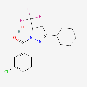 1-(3-chlorobenzoyl)-3-cyclohexyl-5-(trifluoromethyl)-4,5-dihydro-1H-pyrazol-5-ol