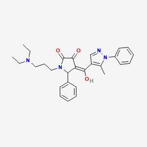 molecular formula C28H32N4O3 B5360129 1-[3-(diethylamino)propyl]-3-hydroxy-4-[(5-methyl-1-phenyl-1H-pyrazol-4-yl)carbonyl]-5-phenyl-1,5-dihydro-2H-pyrrol-2-one 