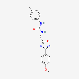 molecular formula C18H18N4O3 B5360146 3-{[3-(4-Methoxyphenyl)-1,2,4-oxadiazol-5-YL]methyl}-1-(4-methylphenyl)urea 