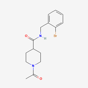 molecular formula C15H19BrN2O2 B5360260 1-acetyl-N-[(2-bromophenyl)methyl]piperidine-4-carboxamide 