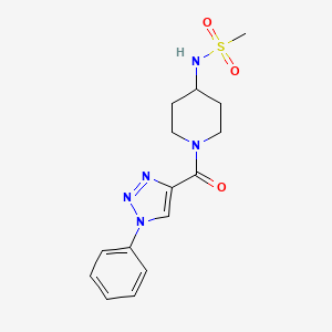 molecular formula C15H19N5O3S B5360363 N-{1-[(1-phenyl-1H-1,2,3-triazol-4-yl)carbonyl]-4-piperidinyl}methanesulfonamide 