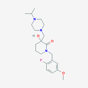 molecular formula C21H32FN3O3 B5360373 1-(2-fluoro-5-methoxybenzyl)-3-hydroxy-3-[(4-isopropylpiperazin-1-yl)methyl]piperidin-2-one 