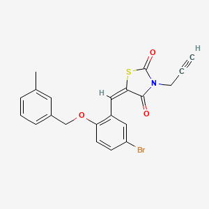 molecular formula C21H16BrNO3S B5360380 (5E)-5-{5-bromo-2-[(3-methylbenzyl)oxy]benzylidene}-3-(prop-2-yn-1-yl)-1,3-thiazolidine-2,4-dione 