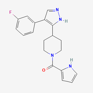 [4-[4-(3-fluorophenyl)-1H-pyrazol-5-yl]piperidin-1-yl]-(1H-pyrrol-2-yl)methanone