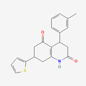 molecular formula C20H19NO2S B5360418 4-(3-METHYLPHENYL)-7-(THIOPHEN-2-YL)-1,2,3,4,5,6,7,8-OCTAHYDROQUINOLINE-2,5-DIONE 