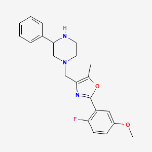 molecular formula C22H24FN3O2 B5360430 1-{[2-(2-fluoro-5-methoxyphenyl)-5-methyl-1,3-oxazol-4-yl]methyl}-3-phenylpiperazine 