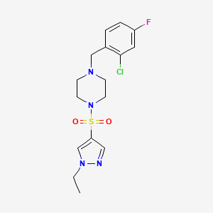 molecular formula C16H20ClFN4O2S B5360486 1-(2-chloro-4-fluorobenzyl)-4-[(1-ethyl-1H-pyrazol-4-yl)sulfonyl]piperazine 