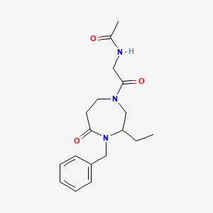 molecular formula C18H25N3O3 B5360515 N-[2-(4-benzyl-3-ethyl-5-oxo-1,4-diazepan-1-yl)-2-oxoethyl]acetamide 