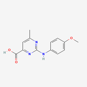 molecular formula C13H13N3O3 B5360569 2-[(4-methoxyphenyl)amino]-6-methyl-4-pyrimidinecarboxylic acid 