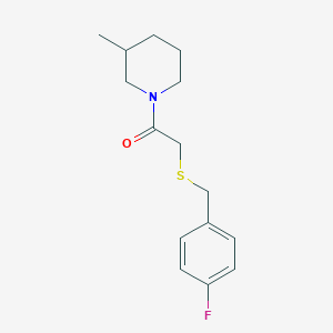 molecular formula C15H20FNOS B5360586 1-{[(4-fluorobenzyl)thio]acetyl}-3-methylpiperidine 