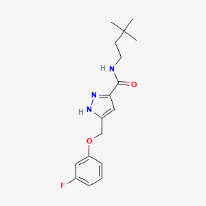 molecular formula C17H22FN3O2 B5360619 N-(3,3-dimethylbutyl)-5-[(3-fluorophenoxy)methyl]-1H-pyrazole-3-carboxamide 