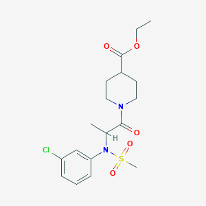 molecular formula C18H25ClN2O5S B5360620 ethyl 1-[N-(3-chlorophenyl)-N-(methylsulfonyl)alanyl]piperidine-4-carboxylate 