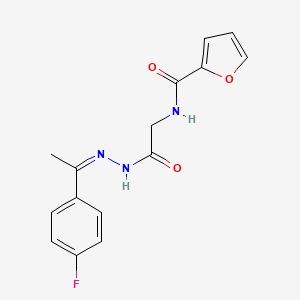 N-[2-[(2Z)-2-[1-(4-fluorophenyl)ethylidene]hydrazinyl]-2-oxoethyl]furan-2-carboxamide