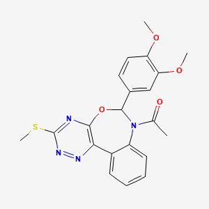 molecular formula C21H20N4O4S B5360667 1-[6-(3,4-DIMETHOXYPHENYL)-3-(METHYLSULFANYL)[1,2,4]TRIAZINO[5,6-D][3,1]BENZOXAZEPIN-7(6H)-YL]-1-ETHANONE 