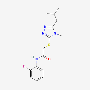 molecular formula C15H19FN4OS B5360672 N-(2-fluorophenyl)-2-[[4-methyl-5-(2-methylpropyl)-1,2,4-triazol-3-yl]sulfanyl]acetamide 