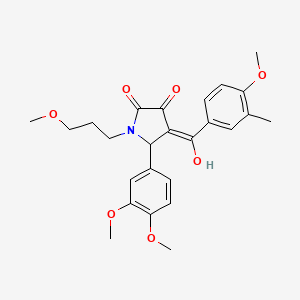 molecular formula C25H29NO7 B5360704 5-(3,4-dimethoxyphenyl)-3-hydroxy-4-(4-methoxy-3-methylbenzoyl)-1-(3-methoxypropyl)-1,5-dihydro-2H-pyrrol-2-one 