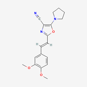 molecular formula C18H19N3O3 B5360760 2-[(1E)-2-(3,4-DIMETHOXYPHENYL)ETHENYL]-5-(PYRROLIDIN-1-YL)-1,3-OXAZOLE-4-CARBONITRILE 