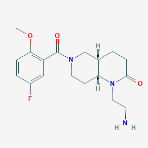 molecular formula C18H24FN3O3 B5360767 rel-(4aS,8aR)-1-(2-aminoethyl)-6-(5-fluoro-2-methoxybenzoyl)octahydro-1,6-naphthyridin-2(1H)-one hydrochloride 