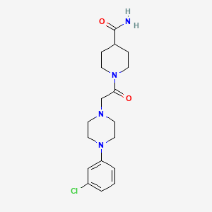 molecular formula C18H25ClN4O2 B5360811 1-{[4-(3-Chlorophenyl)piperazin-1-yl]acetyl}piperidine-4-carboxamide 