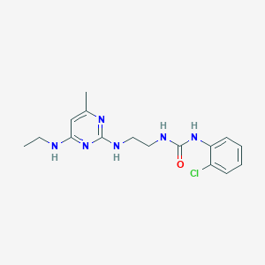 molecular formula C16H21ClN6O B5360845 N-(2-chlorophenyl)-N'-(2-{[4-(ethylamino)-6-methyl-2-pyrimidinyl]amino}ethyl)urea 