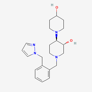 molecular formula C21H30N4O2 B5360922 (3R,4R)-4-(4-hydroxypiperidin-1-yl)-1-[[2-(pyrazol-1-ylmethyl)phenyl]methyl]piperidin-3-ol 