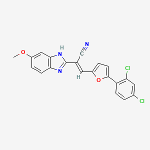 (2E)-3-[5-(2,4-dichlorophenyl)furan-2-yl]-2-(5-methoxy-1H-benzimidazol-2-yl)prop-2-enenitrile