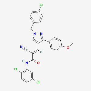 molecular formula C27H19Cl3N4O2 B5360979 3-[1-(4-chlorobenzyl)-3-(4-methoxyphenyl)-1H-pyrazol-4-yl]-2-cyano-N-(2,5-dichlorophenyl)acrylamide 